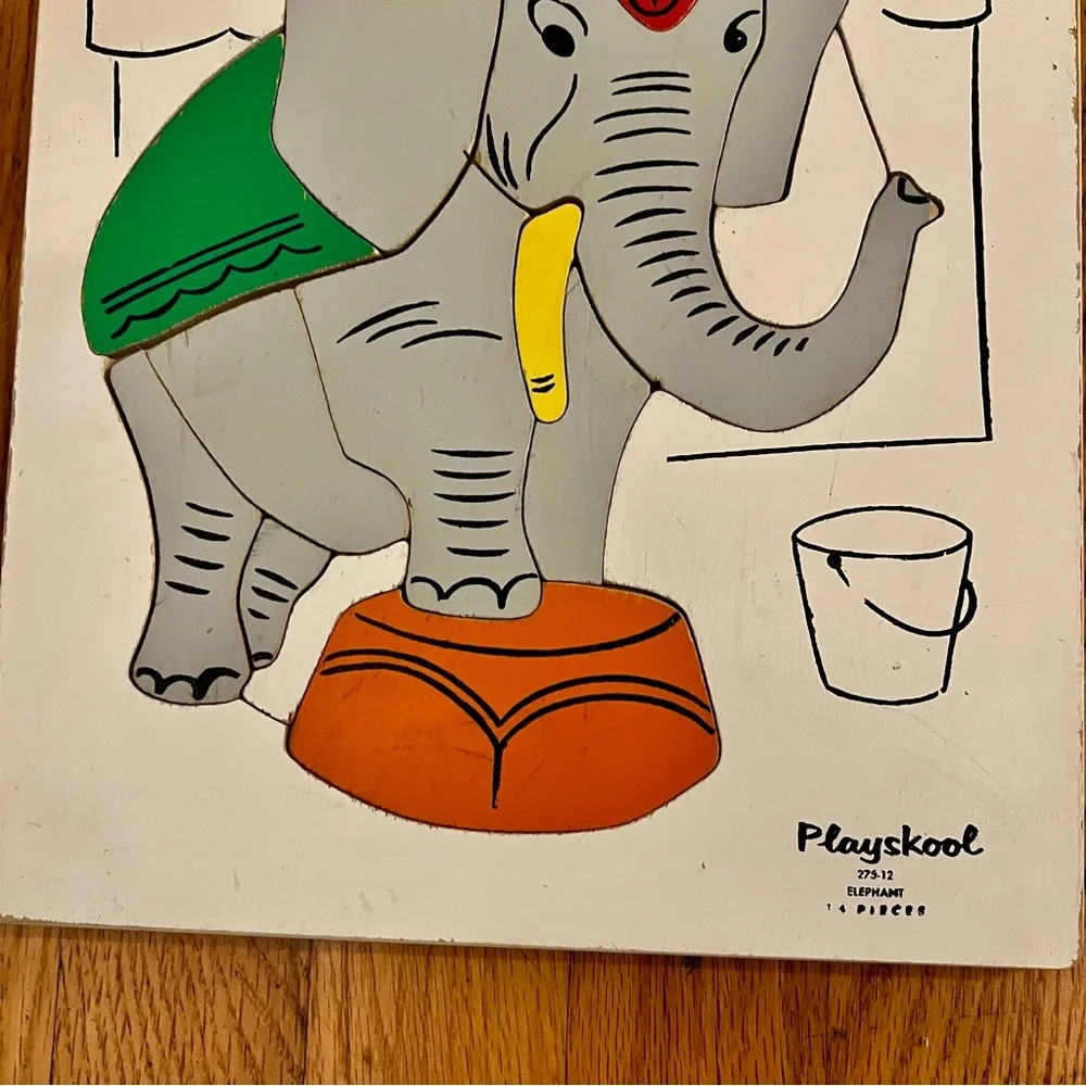 Vintage PlayskoolMickey Mouse and Elephant Puzzle Set of 2